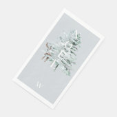 Serviette En Papier Noel Woodland Deer Monogramme Hiver Bleu Vacances (Coin)