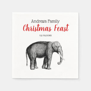 Serviette En Papier Noël Xmas Vintage Dessin d'Éléphant