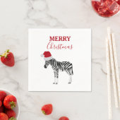 Serviette En Papier Noël Zebra Funny Animal avec Santa Hat (En situation)