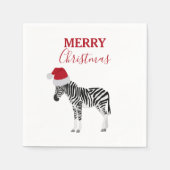 Serviette En Papier Noël Zebra Funny Animal avec Santa Hat (Devant)