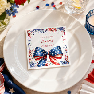 Serviette En Papier Nœud à drapeau américain rouge blanc bleu pour ann