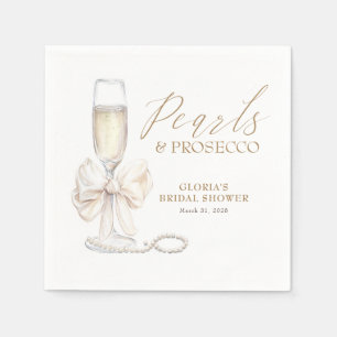 Serviette En Papier Nœud blanc de mariage Pearls & Prosecco 
