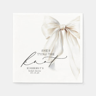 Serviette En Papier Noeud Blanc Elle Noue le Nœud Réception de Mariage