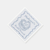Serviette En Papier Nœud Bleu Rétro Cœur Coquette Gâteau Mariage Petit (Coin)