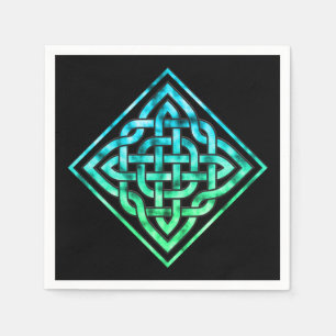 Serviette En Papier Noeud celtique - Bleu diamant Vert