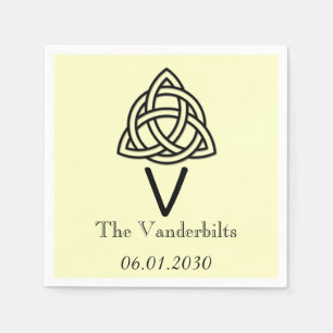 Serviette En Papier Noeud celtique en noir et ivoire Mariage Monogramm