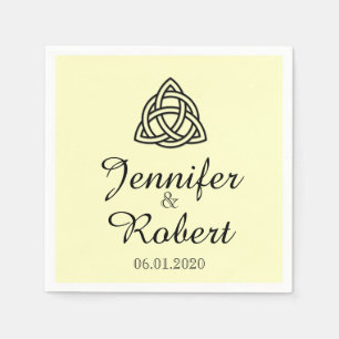 Serviette En Papier Noeud celtique en noir et ivoire Mariage Napkin