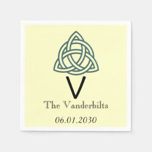 Serviette En Papier Noeud celtique en Turquoise et Mariage Monogramme 