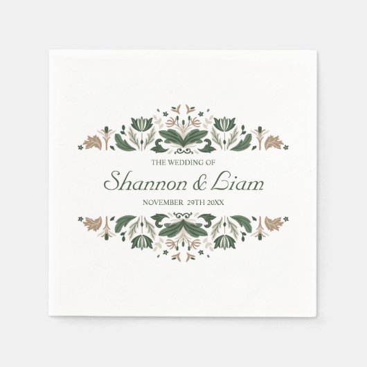 Serviette En Papier noeud celtique | Mariage Floral Irlandais moderne  (Devant)