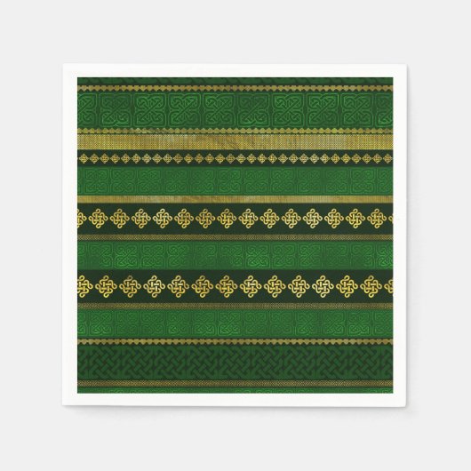 Serviette En Papier Noeud celtique or décoratif et motif vert (Devant)