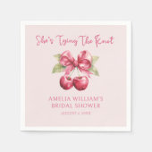 Serviette En Papier Noeud Chic Coquette Cerise Fête de Mariage (Devant)