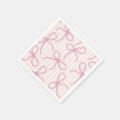 Serviette En Papier Nœud Coquette Rose Décor de Table Rayé Pastel (Coin)