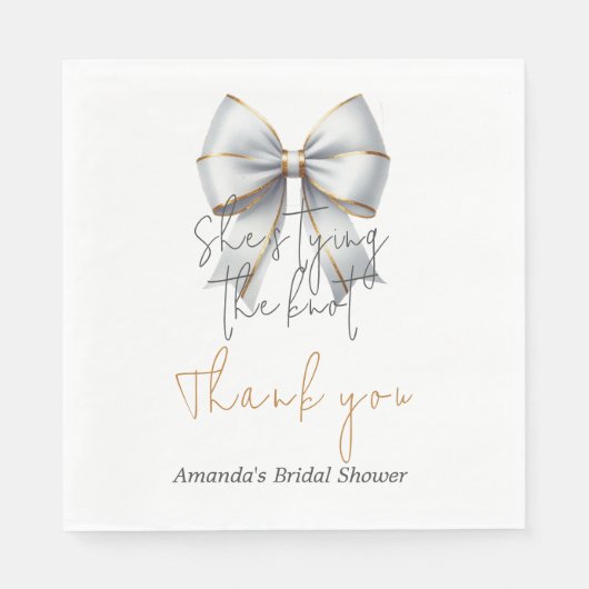 Serviette En Papier Noeud d'amour Or Blanc Bow Mariage Shower (Devant)