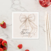 Serviette En Papier Nœud de baptême Coquette avec Perle (En situation)
