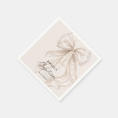 Serviette En Papier Nœud de baptême Coquette avec Perle (Coin)