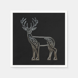 Serviette En Papier Noeud de style celtique de cerfs communs argentés