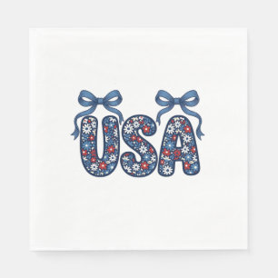 Serviette En Papier Nœud floral USA Design vectoriel patriotique_1