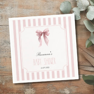 Serviette En Papier Nœud rayé rose élégant pour fête de bébé