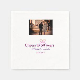 Serviette En Papier Nœud rose pour 50 ans de mariage