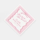 Serviette En Papier Nœud Rose Rétro Elle Va Se Marier (Coin)