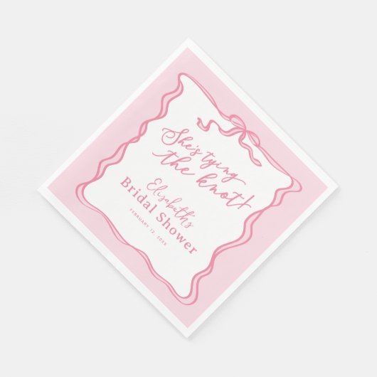 Serviette En Papier Nœud Rose Rétro Elle Va Se Marier (Coin)