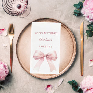 Serviette En Papier Nœud rose Sweet 16 blanc