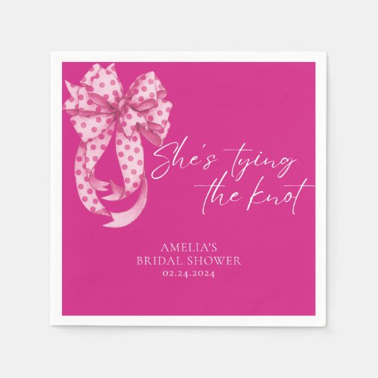 Serviette En Papier Nœud rose vif Elle se marie Shower de mariage  (Devant)