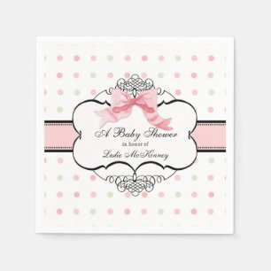 Serviette En Papier Nœud ruban rose élégant vintage bébé fille françai