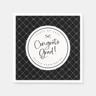 Serviette En Papier Nœuds Noir Blanc Félicitations Diplômé Fête de Rem