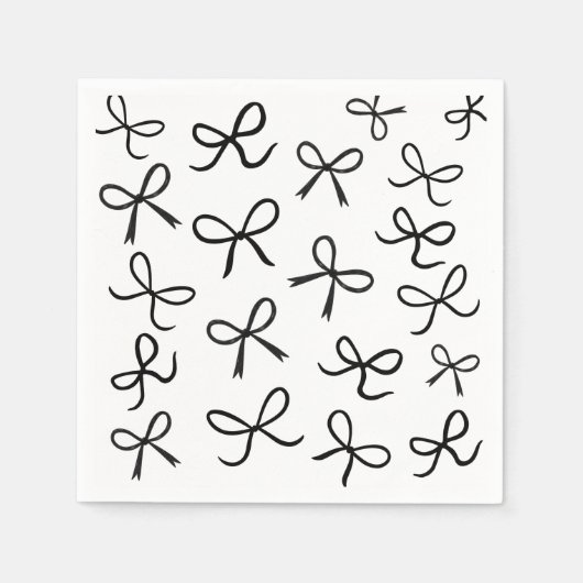 Serviette En Papier Nœuds Noirs Mignons Tendance Blanc (Devant)