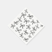 Serviette En Papier Nœuds Noirs Mignons Tendance Blanc (Coin)