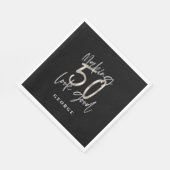 Serviette En Papier Noir argent 50e anniversaire moderne élégant (Coin)