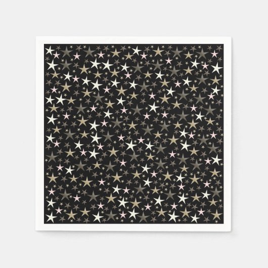 Serviette En Papier noir, argent, brillant, brillant, étoile, couleur, (Devant)