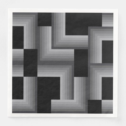 Serviette En Papier Noir, argent, cool, unique, tendance formes carrés (Devant)