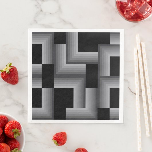 Serviette En Papier Noir, argent, cool, unique, tendance formes carrés (En situation)