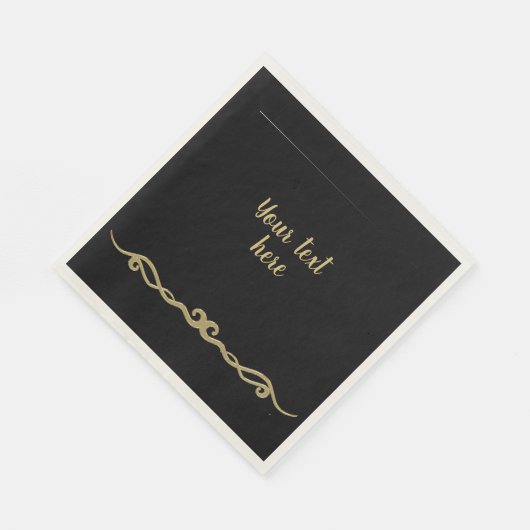 Serviette En Papier Noir avec MODÈLE or (Coin)