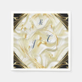 Serviette En Papier Noir avec Or sur la texture de soie (Devant)