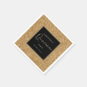 Serviette En Papier Noir avec Parties scintillant Or Nom Quinceañera (Coin)