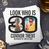 Serviette En Papier Noir blanc 30e anniversaire deux photos regardez q