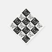 Serviette En Papier Noir blanc À damiers conception papillon (Coin)