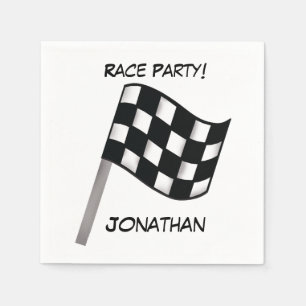 Serviette En Papier Noir Blanc À damiers Drapeau Race Nom