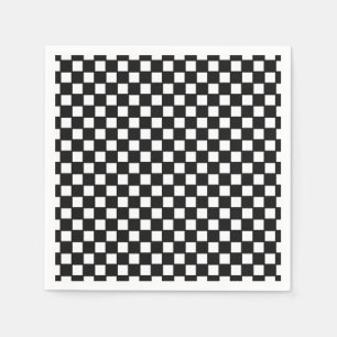Serviette En Papier Noir, blanc à damiers serviette