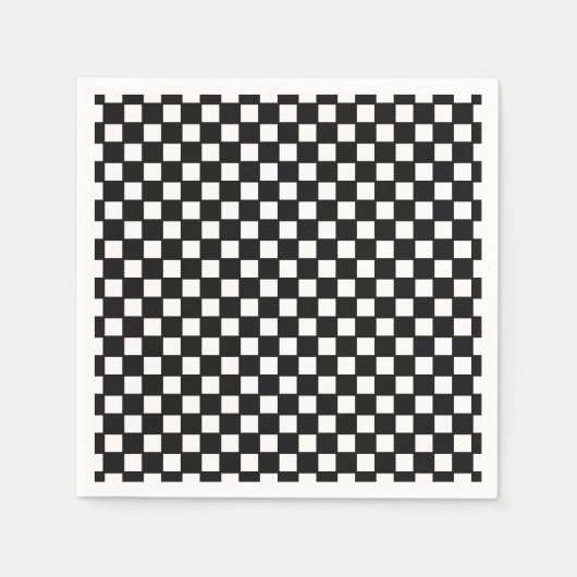 Serviette En Papier Noir, blanc à damiers serviette (Devant)