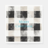 Serviette En Papier Noir Blanc Argent Russe rayures Noël (Devant)