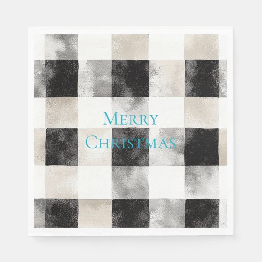 Serviette En Papier Noir Blanc Argent Russe rayures Noël (Devant)