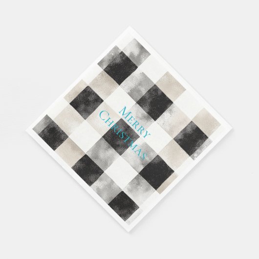 Serviette En Papier Noir Blanc Argent Russe rayures Noël (Coin)