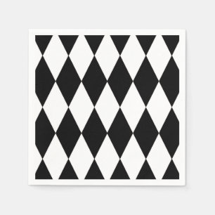Serviette En Papier Noir blanc Arlequin Diamonds Motif Design