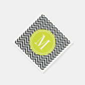 Serviette En Papier Noir & Blanc Chic Aztec Chevron Monogrammé (Coin)