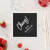 Serviette En Papier Noir & Blanc | Chic Quatre-Vingt-Dix Fête D'Annive (En situation)