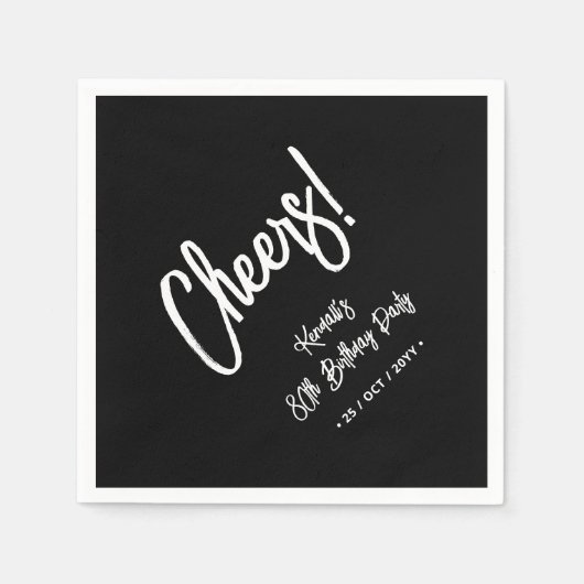 Serviette En Papier Noir & Blanc | Chic Quatre-Vingt-Dix Fête D'Annive (Devant)